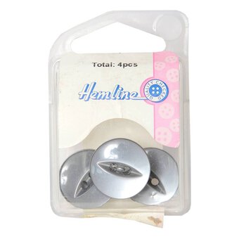 Hemline Grey Basic Fish Eye Button 4 Pack
