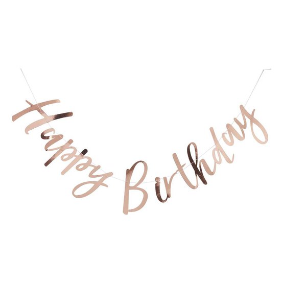 Ginger Ray Rose Gold Happy Birthday Bunting 1.8m image number 1