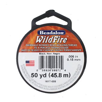 Beadalon Wildfire Beading Thread Black 50YD