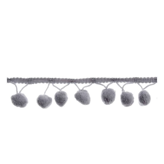 Grey 20mm Pom Pom Trim by the Metre image number 1