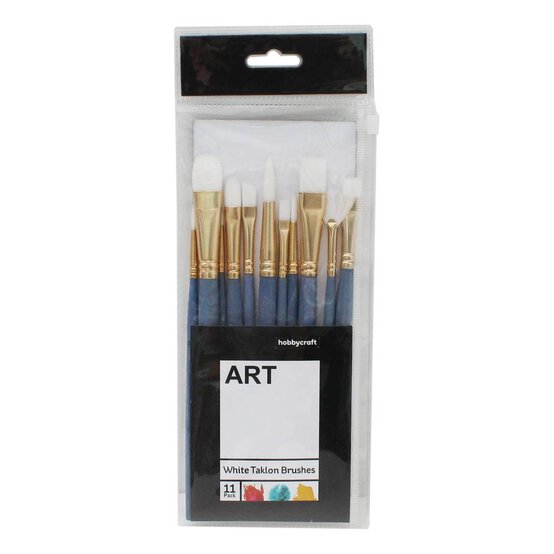 White Taklon Brushes 11 Pack image number 2