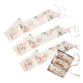 Ginger Ray Floral Hen Team Bride Sashes 6 Pack