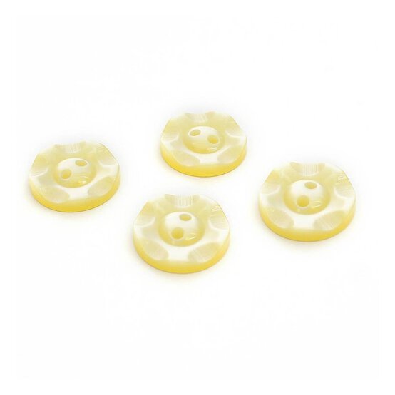Hemline Yellow Basic Scalloped Edge Button 4 Pack image number 1