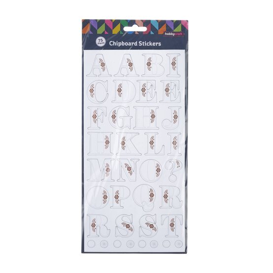 Foil Floral Alphabet Chipboard Stickers 75 Pieces image number 3