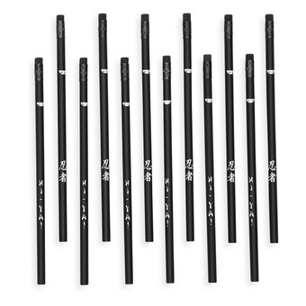 Ninja Black Wood Pencils 12 Pack