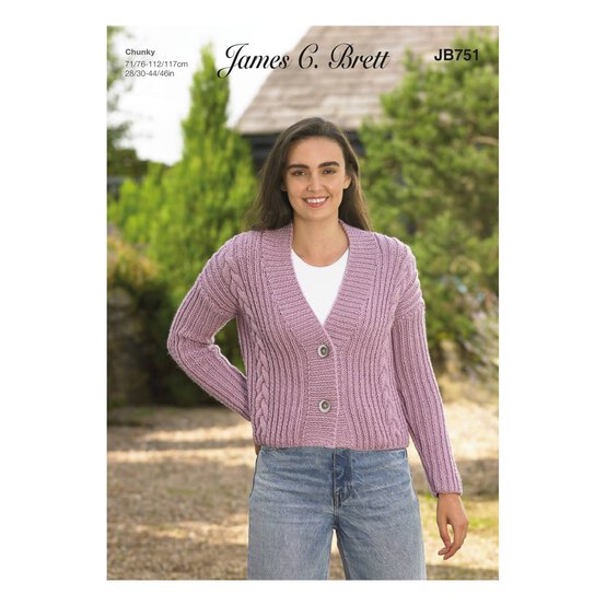 James C Brett Chunky Cardigan Pattern JB751 image number 1