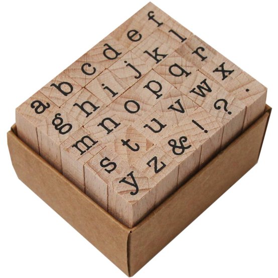 Typewriter Mini Alphabet Wooden Stamp Set 30 Pieces image number 3