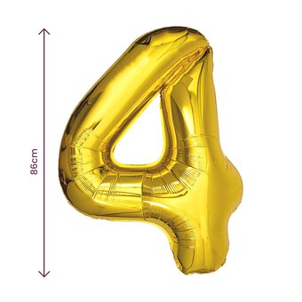 Extra Large Gold Foil Number 4 Balloon