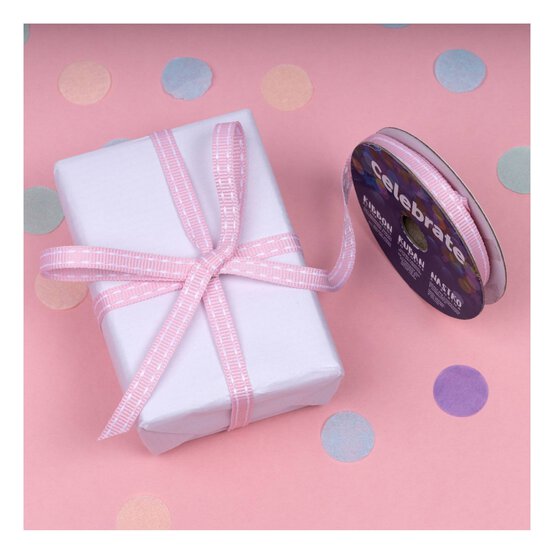 Baby Pink Grosgrain Running Stitch Ribbon 6mm x 5m image number 5