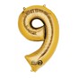 Extra Large Gold 9 Helium Foil Balloon image number 1