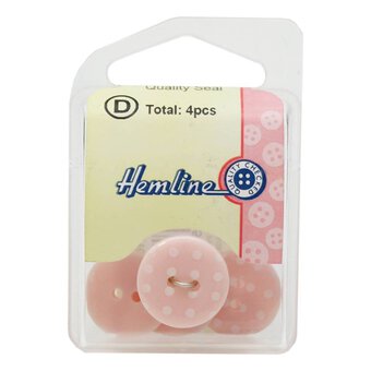 Hemline Pink Novelty Spotty Button 4 Pack