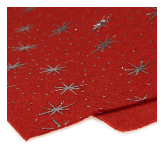 Red Glitter Star Felt Sheet A4 image number 3