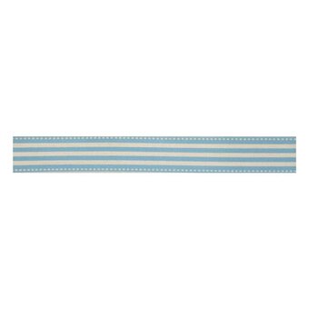 Blue Stripe Cotton Ribbon 15mm x 5m