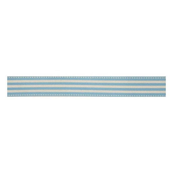 Blue Stripe Cotton Ribbon 15mm x 5m image number 1