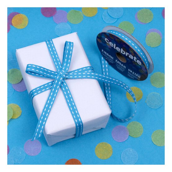 Peacock Grosgrain Running Stitch Ribbon 6mm x 5m image number 5