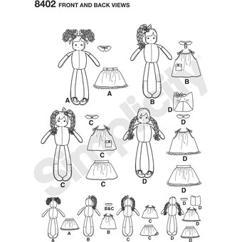 Simplicity Rag Dolls and Clothing Sewing Pattern 8402