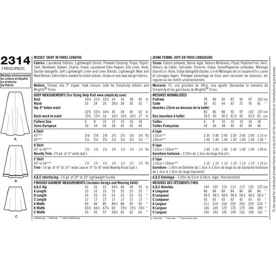 Simplicity Learn to Sew Ladies' Skirt Sewing Pattern 2314 image number 3
