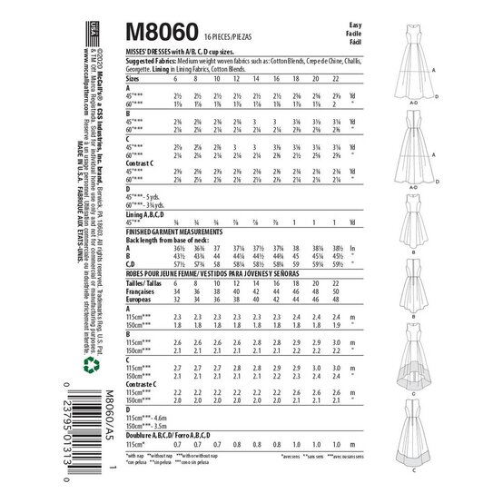 McCall&rsquo;s Women's Dress Sewing Pattern 14-22 M8060 image number 2