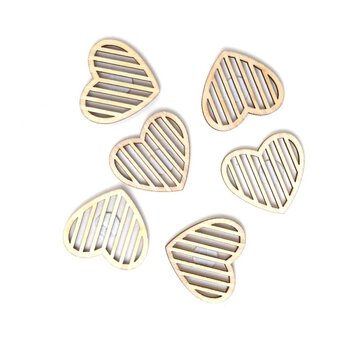 Striped Heart Wooden Toppers&nbsp;6 Pack
