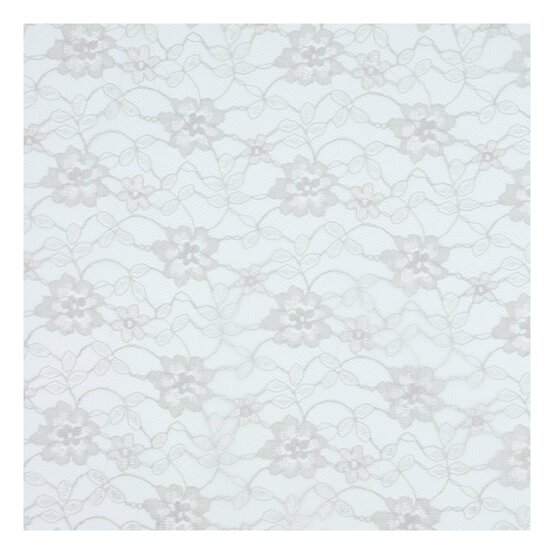 Grey Polyester Floral Lace Fabric by the Metre image number 2