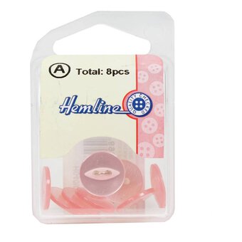 Hemline Pink Basic Fish Eye Button 8 Pack