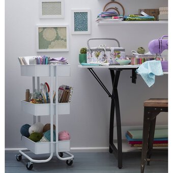 Pure White Three Tier Storage Trolley
