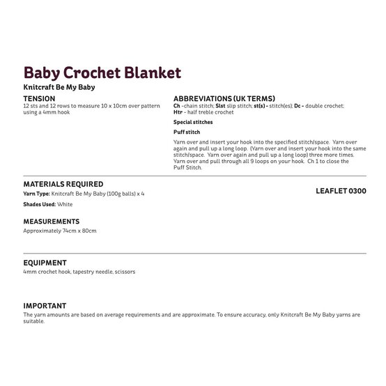 Knitcraft Baby Crochet Blanket Digital Pattern 0300 image number 3
