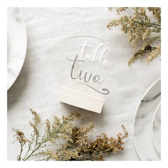 Clear Fan Acrylic Table Sign 19cm