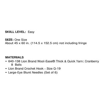 FREE PATTERN Lion Brand Thick and Quick 5 and a Half Hour Throw 90208AD