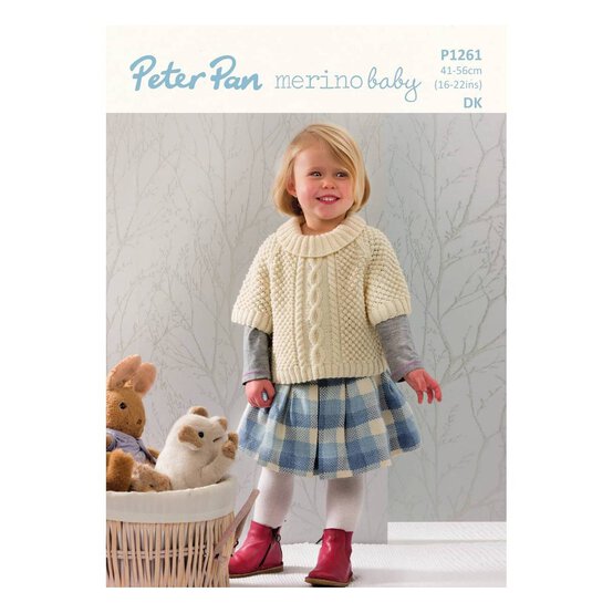 Peter Pan Baby Merino Knitted Poncho Sweater Digital Pattern P1261 image number 1