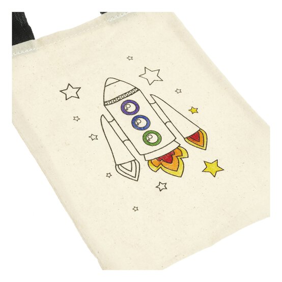Rocket Colour-In Canvas Bag  image number 2