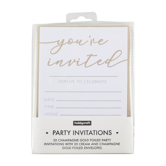 Champagne Gold Foil Party Invitations 20 Pack image number 3