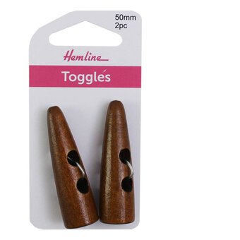 Hemline Dark Brown Sharktooth Toggles 50mm 2 Pack