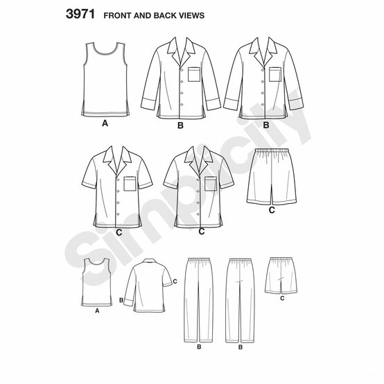 Simplicity Men&rsquo;s Pyjamas Sewing Pattern 3971 (S-L) image number 3