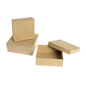 Mache Large Square Boxes 3 Pack