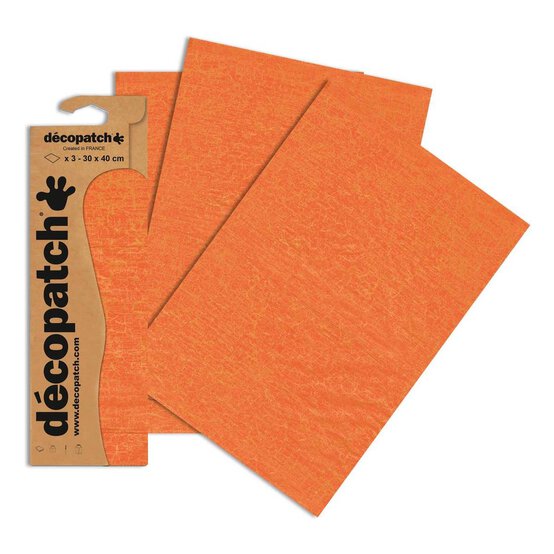 Decopatch Orange Crackle Paper 3 Sheets image number 1
