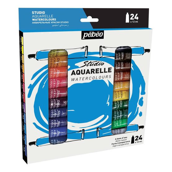 Pebeo Studio Aquarelle Watercolours 12ml 24 Pack image number 1