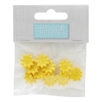 Trimits Yellow Happy Flower Craft Buttons 10 Pieces