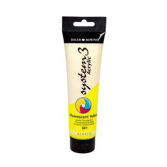 Daler Rowney System 3 Fluorescent Yellow Acrylic Paint 150ml