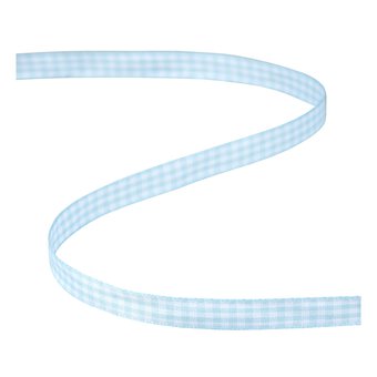 Light Blue Gingham Ribbon 9mm x 5m