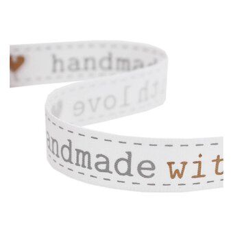 Gold and Grey Handmade with Love Satin Ribbon 12mm x 4m