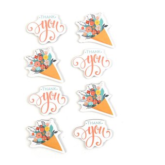 Thank You Flowers Chipboard Stickers 8 Pack