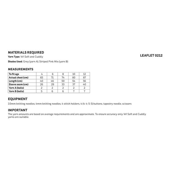 Knitcraft Easy Jumper Pattern 0212