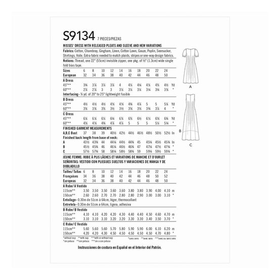 Simplicity Pleated Dress Sewing Pattern S9134 (16-24) image number 2