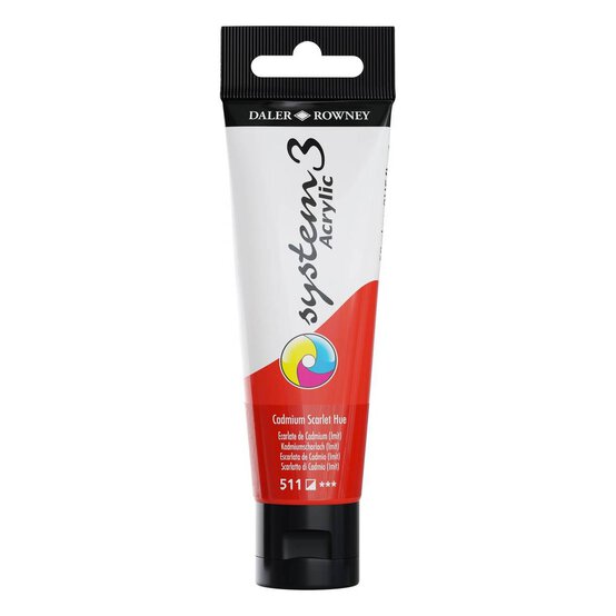 Daler-Rowney System3 Cadmium Scarlet Hue Acrylic Paint 59ml image number 1