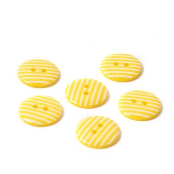 Hemline Yellow Novelty Stripey Button 6 Pack