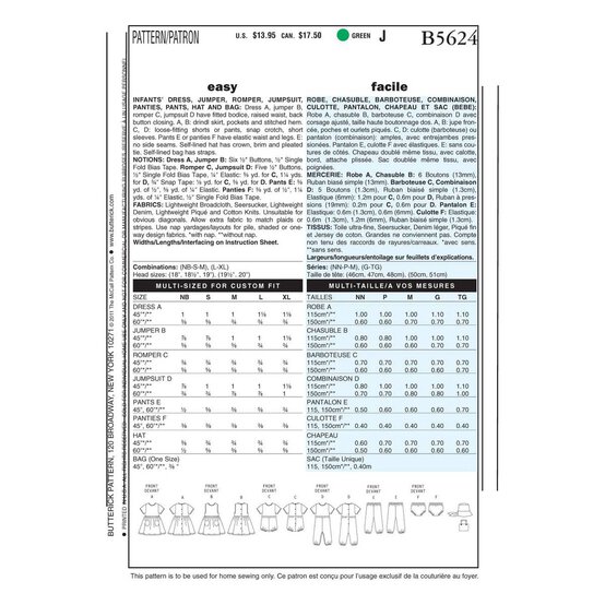 Butterick Baby Set Sewing Pattern B5624 (L-XL) image number 2