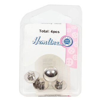 Hemline Silver Metal Dome Button 4 Pack