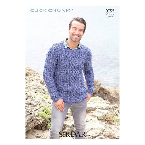 Sirdar Click Chunky Men's Jumper Digital Pattern 9755 image number 1