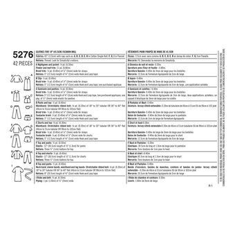 Simplicity Doll Clothes Sewing Pattern 5276
